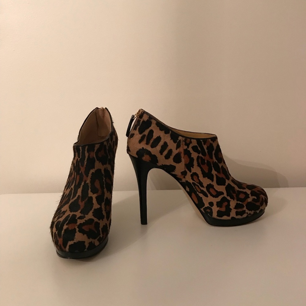 Nine West Leopard Hide Ankle Bootie Heels